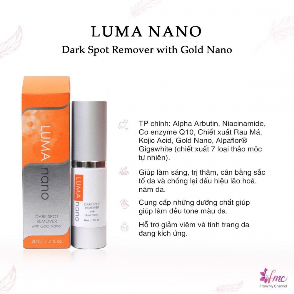 Serum cải thiện n.ám LumaNano Dark Spot Remover with Gold Nano 20ml