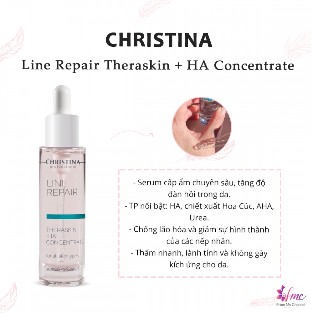 Serum CHRISTINA Line Repair - Theraskin + Ha Concentrate trẻ hóa , giữ nước và cấp ẩm chuyên sâu 30ml/50ml