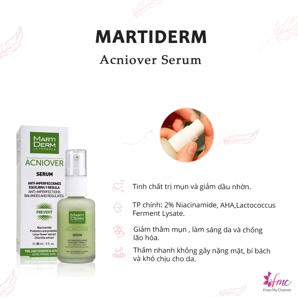 Tinh chất giảm mụn và kiểm soát bã nhờn - MartiDerm Acniover Serum 30ml