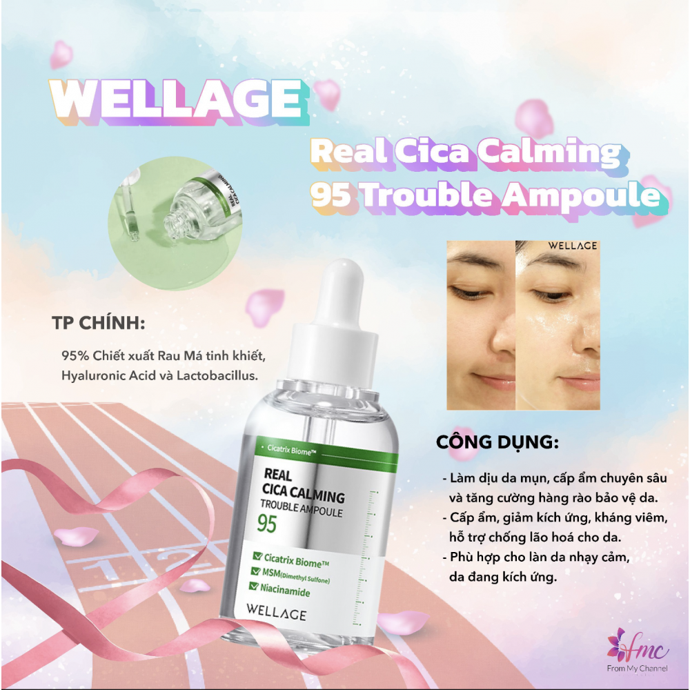Wellage Real Cica Calming 95 Trouble Ampoule 50ml
