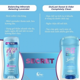 Lăn khử mùi dành cho mọi chị em Secret OutLast Sweat & Odor