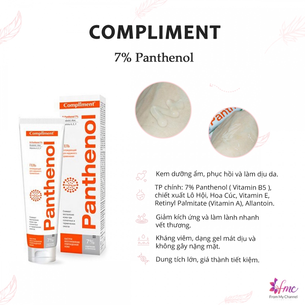 Gel dưỡng Compliment 7% Panthenol phục hồi, cấp ẩm và giảm viêm 75ml