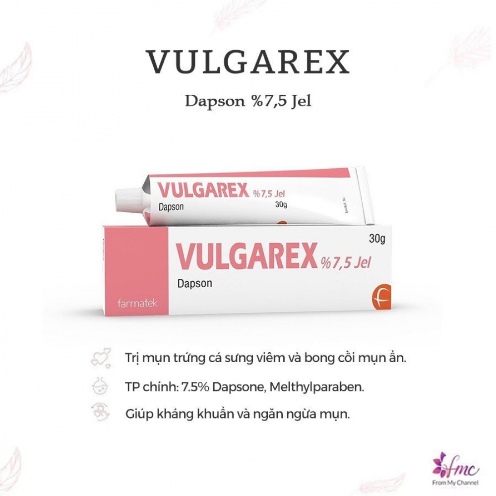 Gel mụn trứng cá Vulgarex 7.5% Dapsone Jel 30g