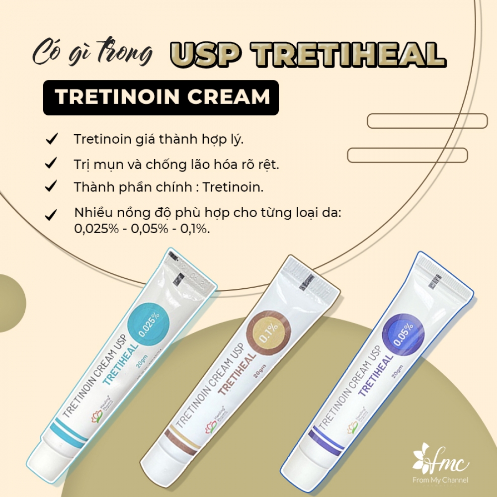 Tretinoin Cream USP Tretiheal Trị Mụn Và Chống Lão Hóa 20g