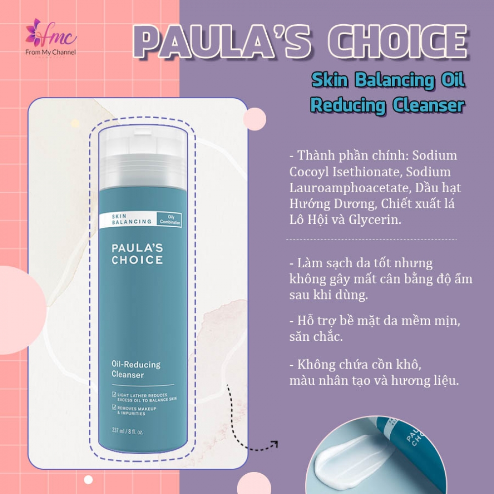 Sữa Rửa Mặt Paula’s Choice Skin Balancing Oil-Reducing Cleanser (237ml)