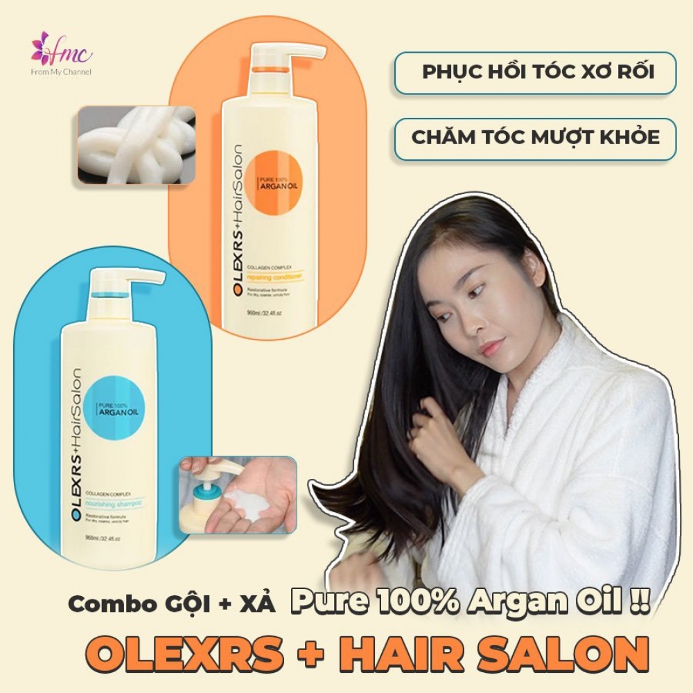 Bộ dầu gội & xả Olexrs Hair Salon giúp tóc bóng khỏe, giảm khô xơ, gãy rụng