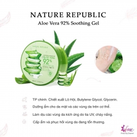 Gel dưỡng ẩm lô hội Nature Republic Soothing & Moisture Aloe Vera 92% Soothing Gel 300ml