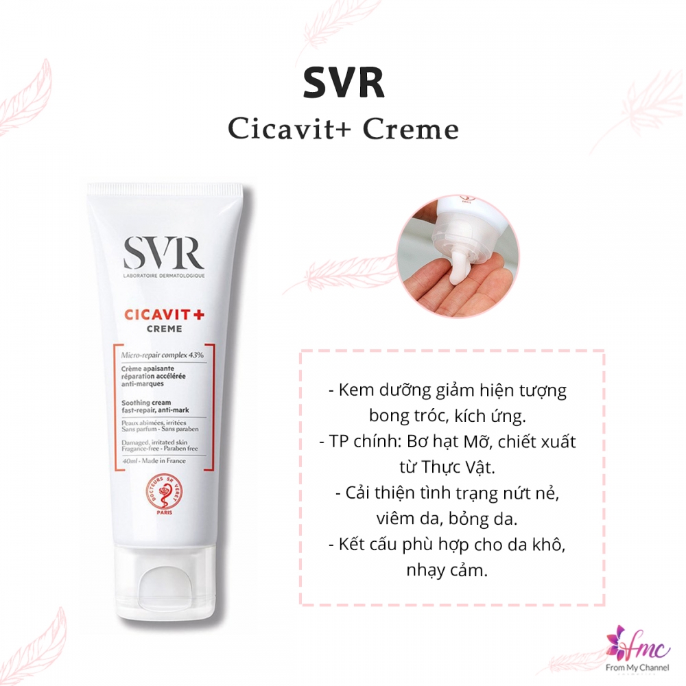 Kem dưỡng SVR Cicavit + Crème làm dịu da dành cho da bị nứt nẻ và mẩn đỏ 40ml 