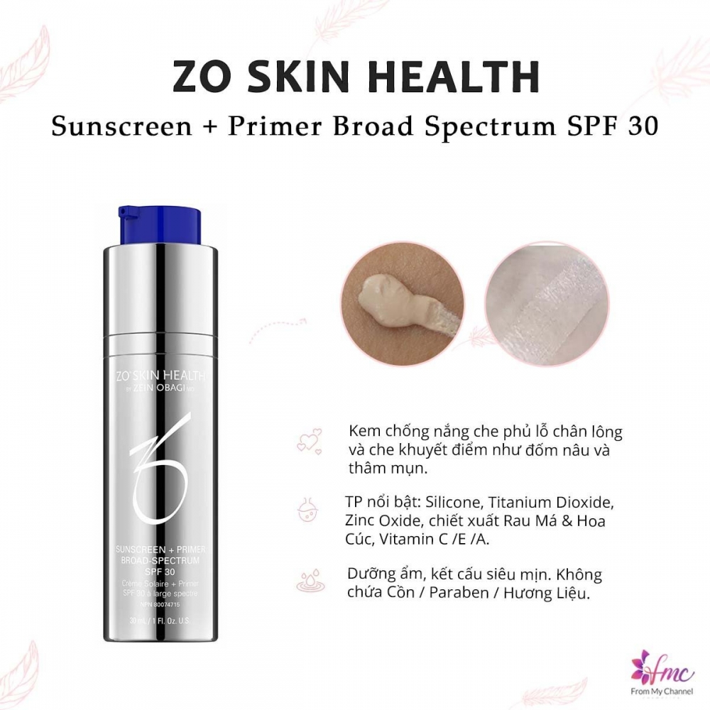 Kem chống nắng Zo Skin Health - Sunscreen Broad Spectrum + Primer Spf 30