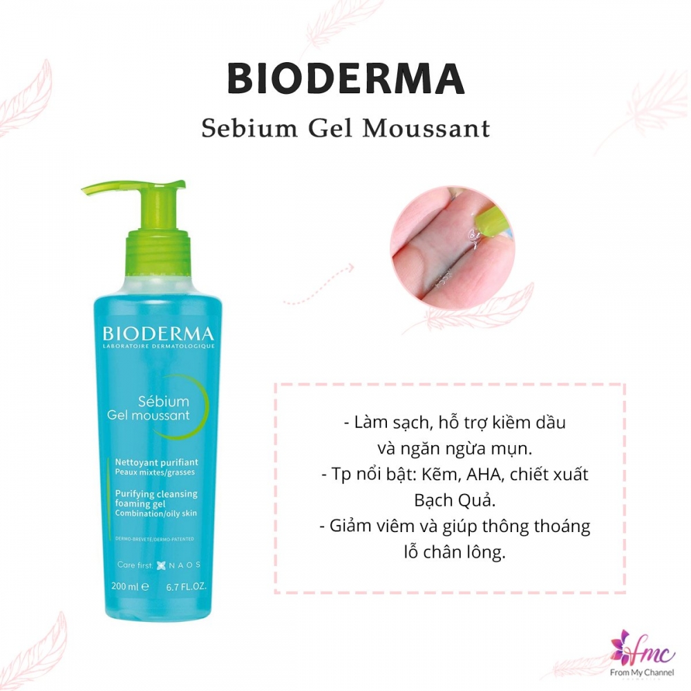 Gel rửa mặt cho da dầu  Bioderma Sebium Gel Moussant 200ml