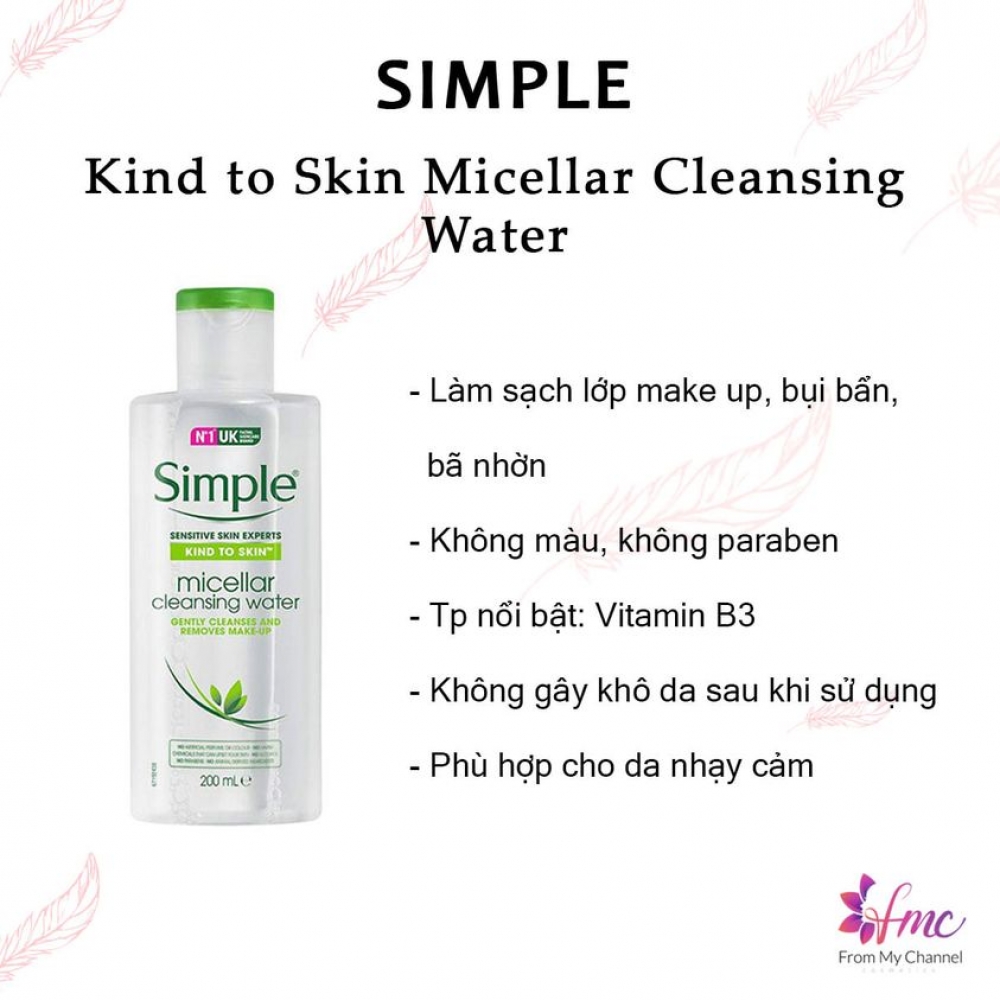 Simple Dòng Kind to Skin Micellar Cleansing Water