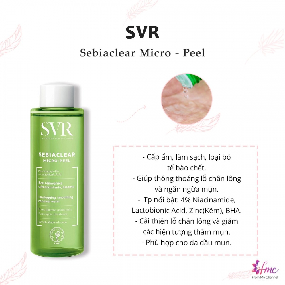 Nước hoa hồng SVR Sebiaclear Micro Peel 150ml