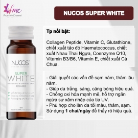 Nước Uống Collagen Nucos Super White Hỗ Trợ Chống Lão Hóa Và Cải Thiện Tone Da Hộp 10 Chai