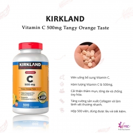 Viên Uống Vitamin C KirkLand Signature C 500mg Tangy Orange Taste - hộp 500 viên