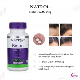 Viên uống Natrol Biotin Beauty 10,000mcg 100 viên