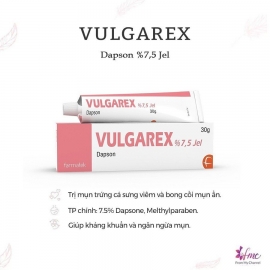 Gel mụn trứng cá Vulgarex 7.5% Dapsone Jel 30g Gel mụn trứng cá Vulgarex 7.5% Dapsone Jel 30g