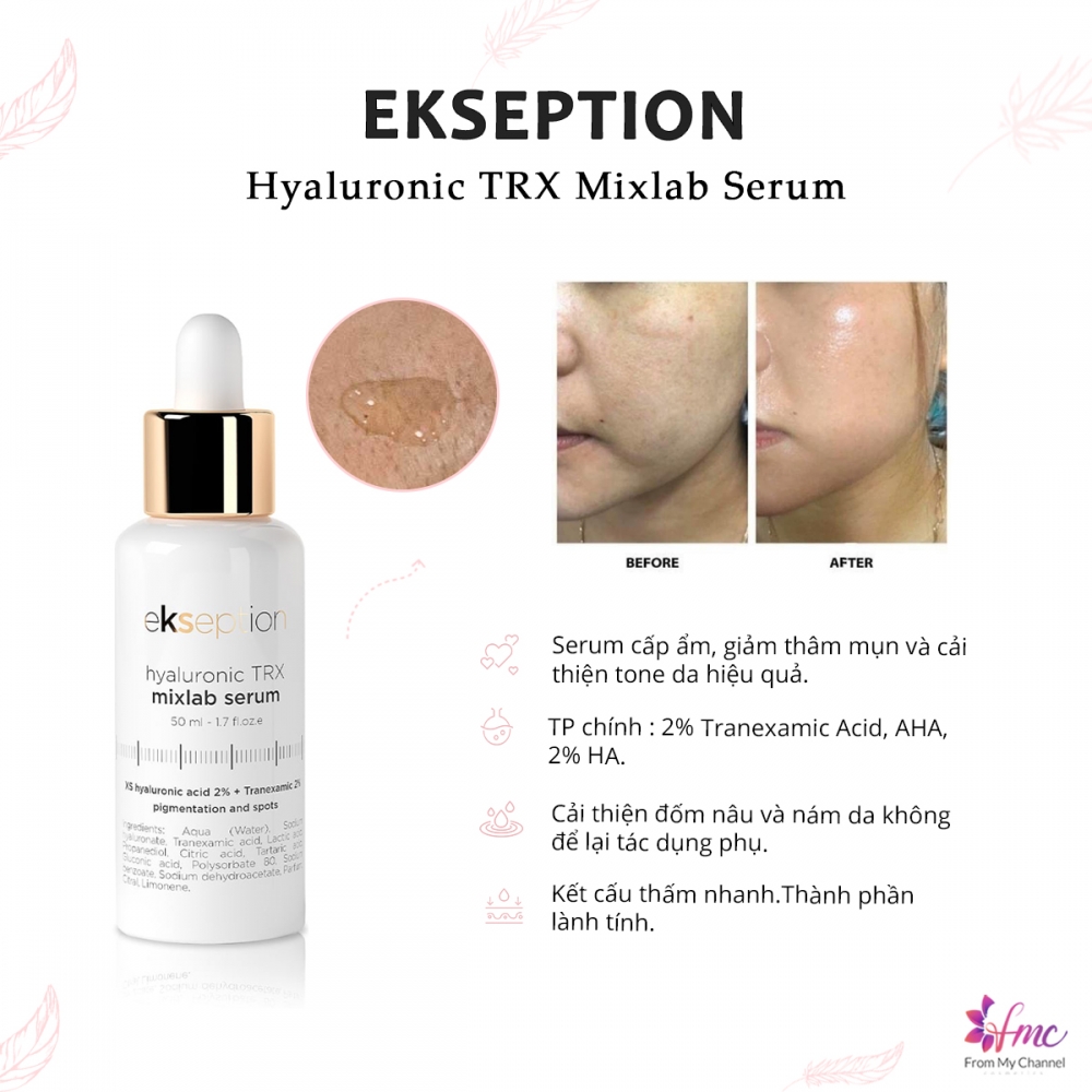 Tinh chất Ekseption Hyaluronic TRX Mixlab Serum dưỡng ẩm, mờ thâm nám 50ml