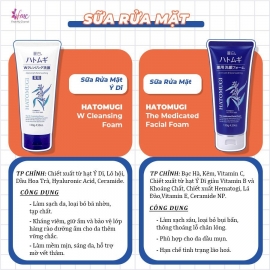 Sữa Rửa Mặt Hatomugi The Medicated Facial Foam ý dĩ ngừa mụn, làm sáng da cho da dầu 130g