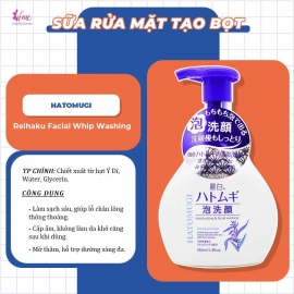 Sữa Rửa Mặt Tạo Bọt Hatomugi Reihaku Facial Whip Washing dưỡng ẩm và làm sáng da 160ml