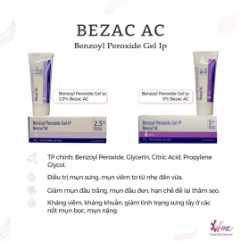 Gel mụn GEL BEZAC AC 2,5%, 5% BENZOYL PEROXIDE 30g Gel mụn GEL BEZAC AC 2,5%, 5% BENZOYL PEROXIDE 30g
