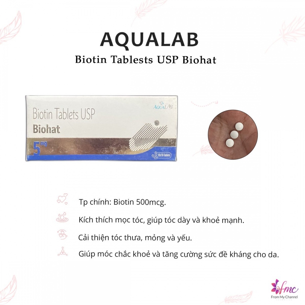 Viên uống bổ sung Biohat - Biotin 5000 mcg (100 viên/ hộp)