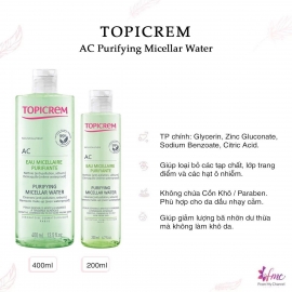 Nước tẩy trang Topicrem AC Purifying Micellar Water 200ml và 400ml Nước tẩy trang Topicrem AC Purifying Micellar Water 200ml và 400ml