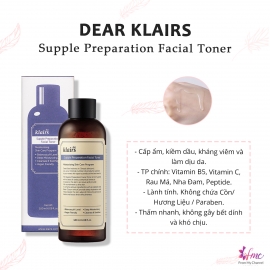 Nước hoa hồng Klairs Supple Presparation Facial Toner Nước hoa hồng Klairs Supple Presparation Facial Toner