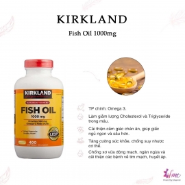 Viên uống dầu cá Kirkland Signature Fish Oil 1000mg cung cấp lượng Omega-3 400 Viên