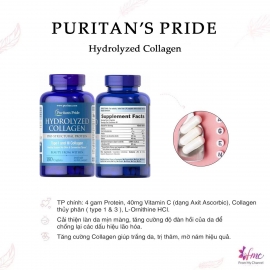 Viên uống Bổ Sung Co.llagen Puritan's Pride Hydrolyzed Collagen Type I & III 180 Viên Viên uống Bổ Sung Co.llagen Puritan's Pride Hydrolyzed Collagen Type I & III 180 Viên